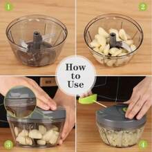 ProMaster Multi-Functional Food Chopper - Effortless Vegetable Cutter, Onion Slicer, Garlic Crusher, Meat Grinder, Cheese Slicer, And Salad Chopper For Home And Restaurant Kitchens - 16.91oz/ 18.6oz/ 30.43oz/ 32.12oz Capacity, Blue And Green Gray Colors - Xám xanh 520ML - Xem 6