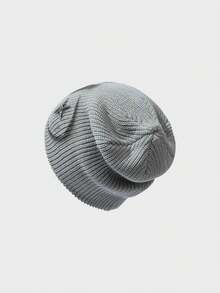 1顶复古街头风字母月亮印花保暖针织帽，男女通用，秋冬季（注意：手绘图案不建议水洗）