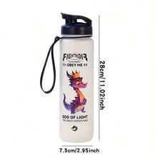 1 件 1000ml/32oz 可爱蜜蜂、卡通龙、羊驼图案运动水瓶 - 便携式翻盖设计带手柄带,适合日常通勤、户外活动、露营、跑步、健身、旅行和节日礼物 - 彩色 - 查看 5