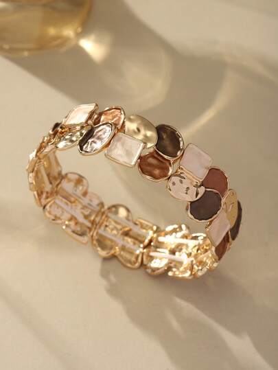 Cring Coco 1 pieza Elegante brazalete decorativo redondo de aleación de zinc, adecuado para uso diario, vacaciones, fiestas, Día de San Valentín, Día de la Madre, regalo para novia/madre