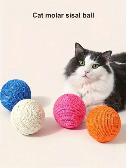 كرة قطط مسننة تفاعلية، لعبة قطط، توفر متعة ولا نهاية للتمرين، كرة منسوجة للقطط للعض واللعب، كرة قطط يدوية الصنع، لمستلزمات القطط الداخلية، مناسبة لجميع القطط، مصممة للقطط النشيطة، لعبة قطط، لا تحتاج إلى بطارية
