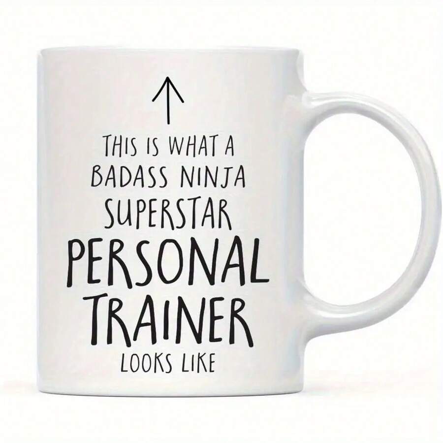 1pc Andas Pressure Funny Personal Trainer Coffee Mug - 11oz White Ceramic Cup With This Is What A Personal Trainer Looks Like Design, Humorous Fitness Enthusiasts, Gym Motivation & Party Supplies, Gym Accessories, Motivational Quote, Smooth, Workout Lovers - 11oz - View 1