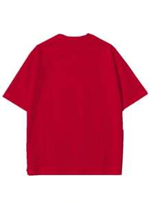 Oversized Boxy Cut Short Sleeve Jersey T Shirt Casual Crop Fit Streetwear Modern Minimalist All Season Essential Top-Comfortable Retro Cotton T-Shirt-K91 - Đỏ - Xem 5