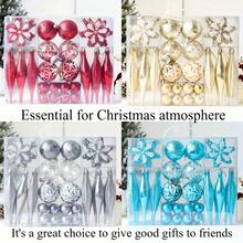 Set de 40 de globuri de Crăciun pictate și galvanizate, perfecte pentru agățarea decorațiunilor de casă pentru a crea o atmosferă festivă. Decorațiuni cu globuri de Crăciun, ornamente pentru bradul de Crăciun, decorațiuni de Crăciun alb-negru, ornamente de Crăciun turcoaz