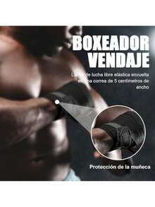 NIAWEA 2 Piezas Vendas para Box (5 Metros) Y 2 Roll Vendaje Deportivo (5cmx4.5m),Vendas Elásticas de Boxeo,Protección de Muñecas y Nudillos para Estiramiento,Deportes,Fitness,Artes Marciales Mixtas - Negro - Ver 4