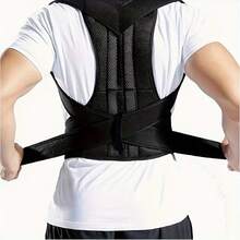 Unisex Back Support Brace - Adjustable, Shoulder Shaping, Worn On Shoulders, Does Not Cover Arms, Sleeveless - Black - View 9
