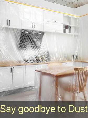 1pc Waterproof Plastic Furniture Dust Cover, Dust Film For Bed/Sofa/Coffee Table/Cabinet/Box/Table/Chair, Protective Cover For Construction, Painting, Renovation Against Oil Mist And Dust - Durable Multipurpose Cover Film, Plastic Protective Sheet, Smooth Surface, Oil Mist Resistant, Protects Cars, Beds And Sofas - Dust-Proof And Durable - Furniture Protective Cover