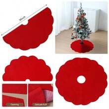 Nonwoven Tree Skirt, 24 Inch Scalloped Xmas Tree And Seasonal Holiday Indoor DecorationRed, 24 Inch