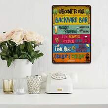 Tin Metal Sign Welcome To Our Backyard Bar - Funny And Unique Home Decor For BBQ  Grill  And Chilling - Perfect For Patio  Man Cave  Outdoor Bar Area - Humorous Grilling And Drinking Home Signs  Garden Decor  Iron Artwork Sign - Multicolor - View 3