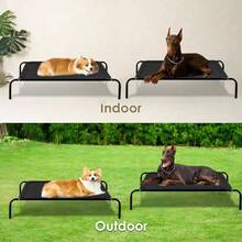 Cama para Perro, 102 * 69 * 21cm Cama Elevada para Perro Porttil con Malla Lavable y Transpirable, Marco de Metal, para Uso Interior, Exterior y Camping Negro, X - Large - negro + Grande - Ver 8