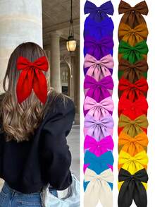 10pcs Random Color Hair Bows Clips For Women, Black Bow White Bow Pink Bows Bow Hair Clips For Women Ribbons Bow Barrettes Satin Hair Bows Long Tail Clips On Bows Party Hair Accessories Valentine's Day Valentines Claw Clips Christmas Gift