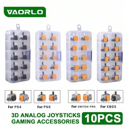 VAORLO 10-Pack 3D Hall Effect Joysticks High-Precision Anti-Drift Thumbstick Module Repair Parts Adjustable Compatible With P4/P5/X/S/Switch Pro