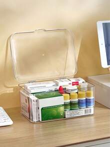 Grande scatola di stoccaggio multifunzionale in acrilico ad alta trasparenza per l'organizzazione domestica e del bagno: scatola di stoccaggio a prova di polvere ad alta capacità per cosmetici, gioielli, accessori da bagno e di bellezza, forniture per ufficio, materiali per il fai da te, kit di cucito, strumenti per capelli e articoli essenziali per la scrivania, design sottile e impilabile, elegante e trasparente per una facile visualizzazione e accesso - Multicolore - Visualizzare 11