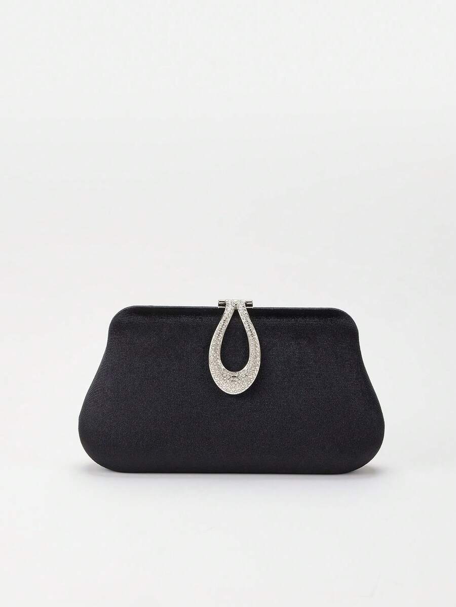 Shiny Velvet Evening Clutch | Rhinestone Embellished Luxury Handbag, Suitable For Weddings And Parties | Formal Ball Gala Clutch