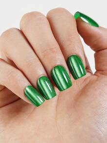 30 móng tay giả acrylic ngắn hình vuông/hình hạnh nhân màu hồng bóng, hiệu ứng mắt mèo, móng giả thiết kế mắt mèo chuyển màu bóng bẩy, phù hợp cho các lễ hội, thường ngày, sinh hoạt hàng ngày, trang trí móng tay mùa xuân/hè. - màu xanh lá - Xem 2