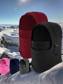 1pc Kids Full Face Ski Mask Neck Warmer, Children Wool Balaclava Hat For Boys And Girls Ski Cap - Multicolor - View 6