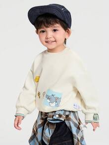 Balabala 汤姆和杰瑞男童叠层连帽衫，2025秋冬系列，可爱又保暖的卫衣