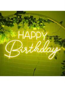 1pc Happy Birthday LED Neon Light, Warm White Wall-Mounted LED Lamp, With Switch, USB Powered, Plastic Material, 16.5*9.8 Inches - Multicolor - View 14