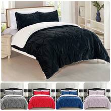 Elegant Comfort Ultra Soft 3pcs Pinch Pleated Pintuck Microsuede Fleece Reversible Sherpa Comforter Set With Shams, Cozy Warm Breathable, Easy Care Quilt Comforter Sets, Full/Queen, King/California King Size Bed For All Seasons, Christmas Decorations Gifts, Cozy Winter Styles, Holiday Décor - màu đen - Xem 1