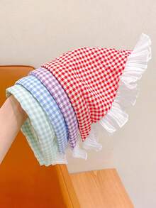 1pc Kids Girls Plaid Headband, Colorful Lace Edge Anti- Bandana Scarf, Versatile Hair Accessories For Toddler Girls - Multicolor - View 5