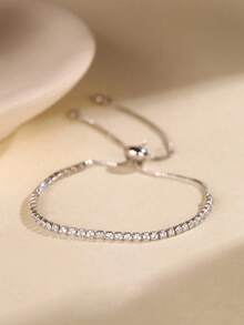 1条镀金立方氧化锆镶嵌网球手链，配有可调节抽绳，百搭配饰，适合青少年日常佩戴 - 彩色 - 查看 7