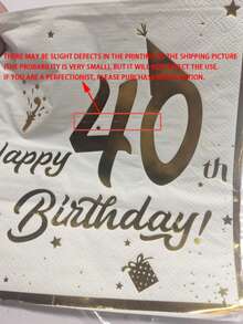 20 Pieces/Pack White 40th Birthday Theme Gold Foil Hat Print Disposable Napkins, Made Of Virgin Wood Pulp Double-Layer Tissue Paper, Suitable For Hotels, Restaurants, Bars, Tableware, Table Settings, Christmas