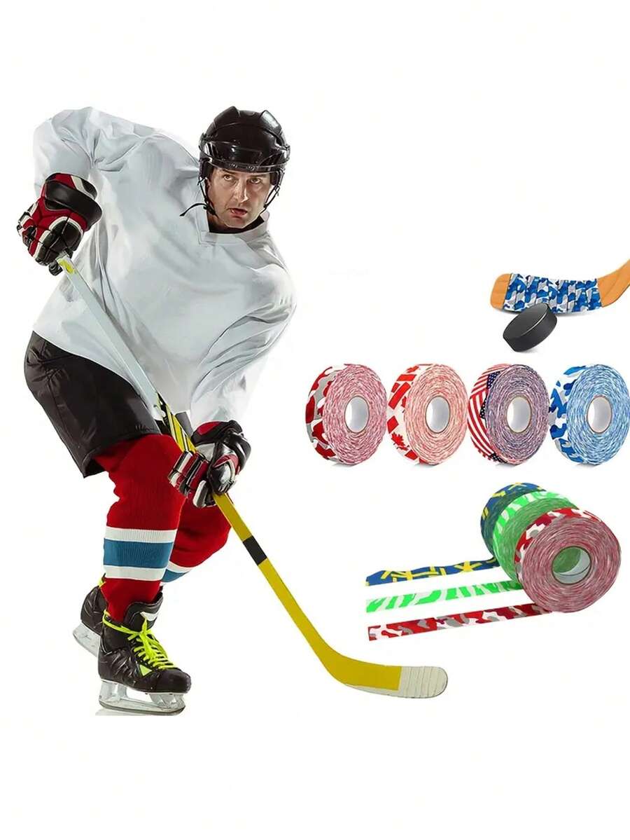 1pc Random Style Hockey/Ice Hockey Stick Tape, Durable Anti-Slip High Adhesive Sports Tape Wrap