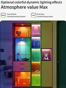 3 luzes recarregáveis para armários com controle remoto, 9 cores RGB, reguláveis, modos suave e intermitente, luminária magnética para armários, prateleiras, decoração de parede