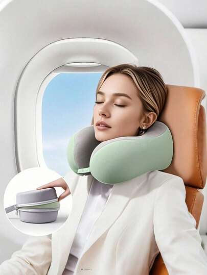 U-Shaped Memory Foam Neck Pillow With/Without Storage Box, Multiple Styles Available, Portable Travel And Nap Pillow, Slow Rebound Neck Cushion, Office Nap Essential, Airplane Travel Neck Pillow, Detachable And Machine Washable, Comes With Storage Bag, Travel Must-Have, Travel Accessory, Vacation, Summer Holiday, Back To School