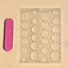 24pcs Short Oval Golden Leaf Design Decorative Nails With Jelly Glue 1 Nail File 1 09SE - 1 盒 - 查看 6