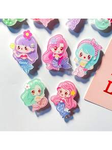 10 Stücke/Set süße kleine Cartoon Meerjungfrau Acryl Kühlschrankmagnet, kreative Heim Dekoration Memo Aufkleber - Verschiedenfarbig - Übersicht 4