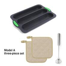 Silicone Loaf Pan, Baguette Mould, 3 Compartment Baguette Tray, Non-Stick Mould, Perforated Mould, Suitable For Cooking In Kitchen