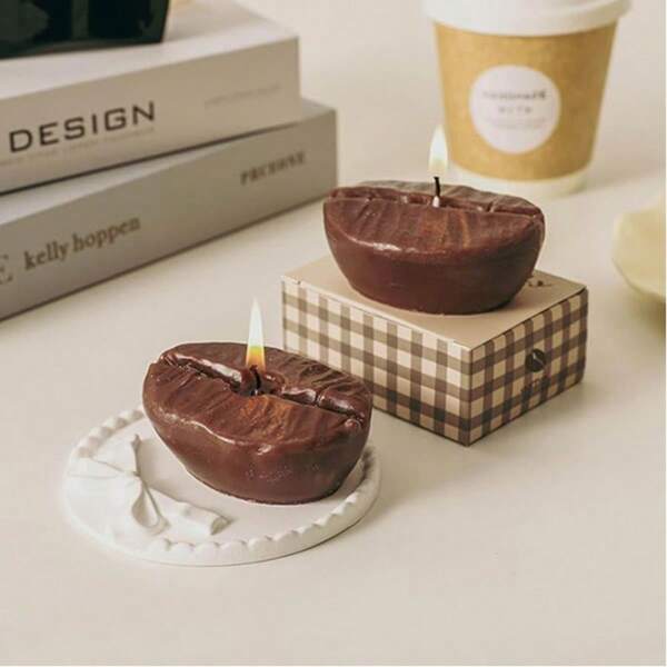 Coffee Bean Shaped Aromatherapy Candles, Handmade Cute Coffee Aroma Soy Wax Decorative Candles, Suitable For Desktop Photo Props And Gifts, Very Suitable For Meditation And Stress Relief, Suitable For Wedding Venues, Christmas Holiday Venues, Restaurants