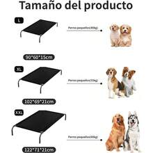 Cama para Perro, 102 * 69 * 21cm Cama Elevada para Perro Porttil con Malla Lavable y Transpirable, Marco de Metal, para Uso Interior, Exterior y Camping Negro, X - Large - negro + Grande - Ver 6