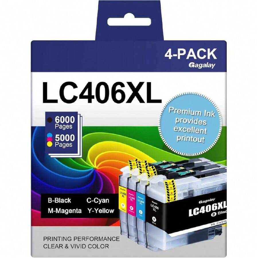 Gagalay LC406XL Ink Cartridges For Brother Printer Replacement For Brother LC406 Ink Cartridges Work For MFC-J4335DW MFC-J5855DW MFC-J6555DW Printers, X-Large Capacity, Black Color,23715262 - 米色 - 查看 1