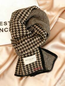 1pc Customized Unisex Embroidered Solid Color Faux Faux Cashmere Warm Scarf, Daily Use Fashionable, Colorful, Vintage, Contracted, Stylish, Fall Fashion, Old Money Custom, Personalized, Unique, Customized Ideal Gifts For Him Her, Winter Fashion, Christmas Gift, Christmas Decorations, Personalized Christmas Ornaments, Personalized Gifts For Women/Men, Christmas Accessories,Customized Scarves & Scarf Accessories,Street Casual Chic - Black - View 4