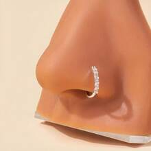 Copper Inlaid Synthetic Zirconia Nose Ring, Simple And Charming, Requires Piercing - 金色 - 查看 10