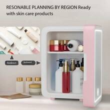 LED Mirror Adjustable Brightness Multi-Function Car Refrigerator, Mini Fridge For Cooling Cosmetics And Beverages, Low Noise, Suitable For Bedroom, Portable Car Cooler - EU C Type Plug(220-240V) - View 1