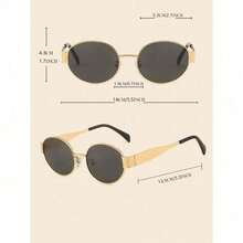 Women's Oval Fashion  - Metal Frame Sun Glasses For Daily Wear, Beach Holiday Accessory Gift - màu đen - Xem 4