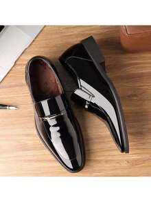 Hombres casuales zapatos de negocios versión coreana de los hombres británicos zapatos de tacón bajo zapatos formales - Negro - Ver 3