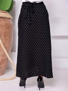 VISCOLINHO WRAP SKIRT WITH SLIT LINING - BLACK OPÁ - Lunares negros - Ver 3