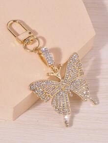 Rhinestone Decor Butterfly Design Bag Charm Keychain Cute Keyring Bag Suitcase Accessory Bag Accessories Shoulder Bag Crossbody Bag Handle Bag Handbag Party Holiday Gift Birthday Valentine's Day Stylish Fashion For Teen Girls Women College Students Teacher Gift Accessories Decor Car Accessories Women Moth Key Chain Charms School Supplies Teacher Gifts Back To School Supplies Teacher Accessories Thank You Gifts Valentines - 彩色 - 查看 1