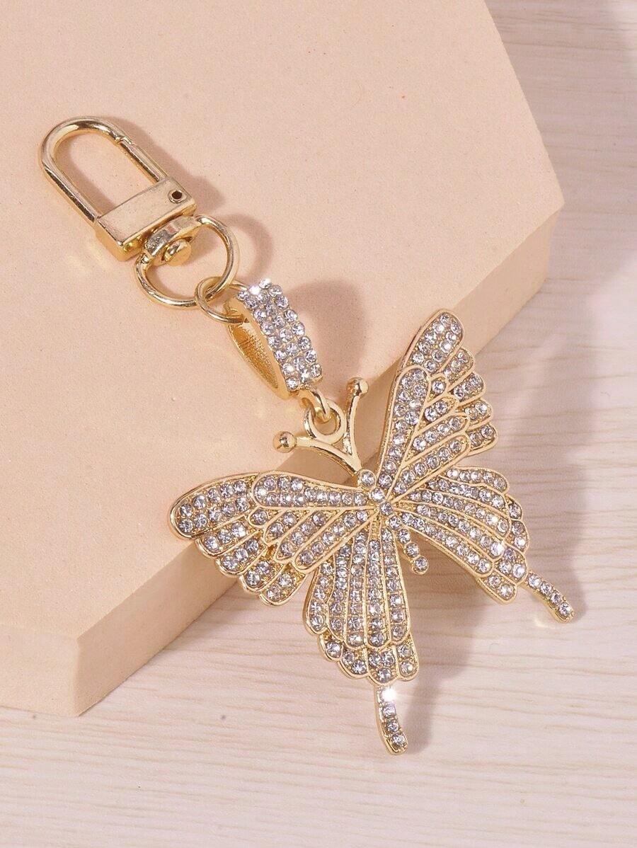 Rhinestone Decor Butterfly Design Bag Charm Keychain Cute Keyring Bag Suitcase Accessory Bag Accessories Shoulder Bag Crossbody Bag Handle Bag Handbag Party Holiday Gift Birthday Valentine's Day Stylish Fashion For Teen Girls Women College Students Teacher Gift Accessories Decor Car Accessories Women Moth Key Chain Charms School Supplies Teacher Gifts Back To School Supplies Teacher Accessories Thank You Gifts Valentines - 彩色 - 查看 1