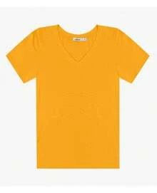 Blusa Feminina Manga Curta Decote V Endless Amarelo