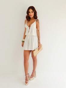 Women's Set, Shorts Set, Summer Set, Candy Color Set, Set With Blouse - White - View 4