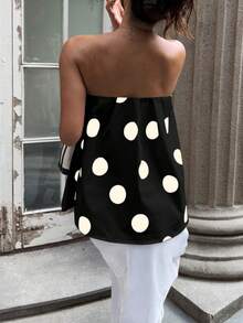 GLOpass Polka Dot Loose Fit Camisole Top, Sexy & Elegant For Daily Wear And Gatherings Black Summer - Black - View 8