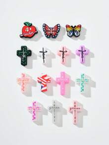 1/5/10pcs Fashionable Cartoon Halloween Cross PVC Soft Rubber DIY Accessories For Beading, Suitable For Family, Couples, Friends Handmade Jewelry Making Pendant, Necklace, Earrings, Keychain, Phone Chain, Decorative Gifts
