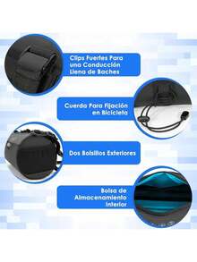 AUTOWT Bolsa para Manillar, 2.2 L Accesorios para Bicicletas Bolsas para Bicicletas Reflectante Cuadro de Bicicleta con Correa para el Hombro Correasíbles Cremallera Impermeable para Ciclismo - Negro-2L - Ver 4