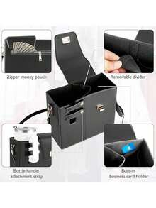 Depósito de agua portátil, adecuado para actividades al aire libre, con depósito de agua y bolsa para botellas tipo cruz. - Negro - Ver 6