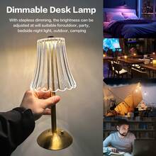 Advanced Golden Touch Sensor Wireless Desk Lamp, Three-Color Adjustable Crystal Lamp, USB Rechargeable Small Portable Bedside Lamp, LED Night Light, Retro Golden Table Lamp, Suitable For Bedrooms, Living Rooms And Dining Rooms. - 均碼 - 查看 8